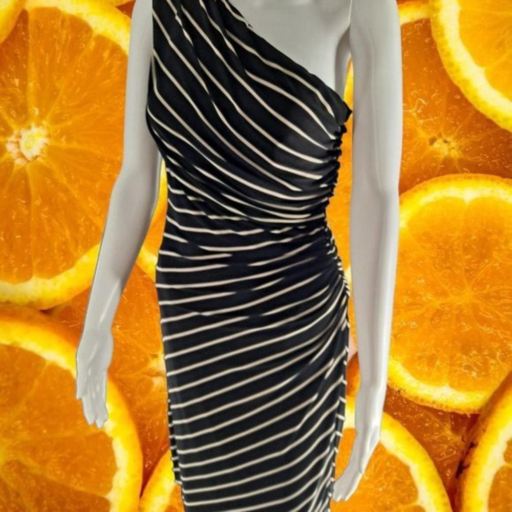 Lauren Off Shoulder Black and White‎ Dress Size 8 RP